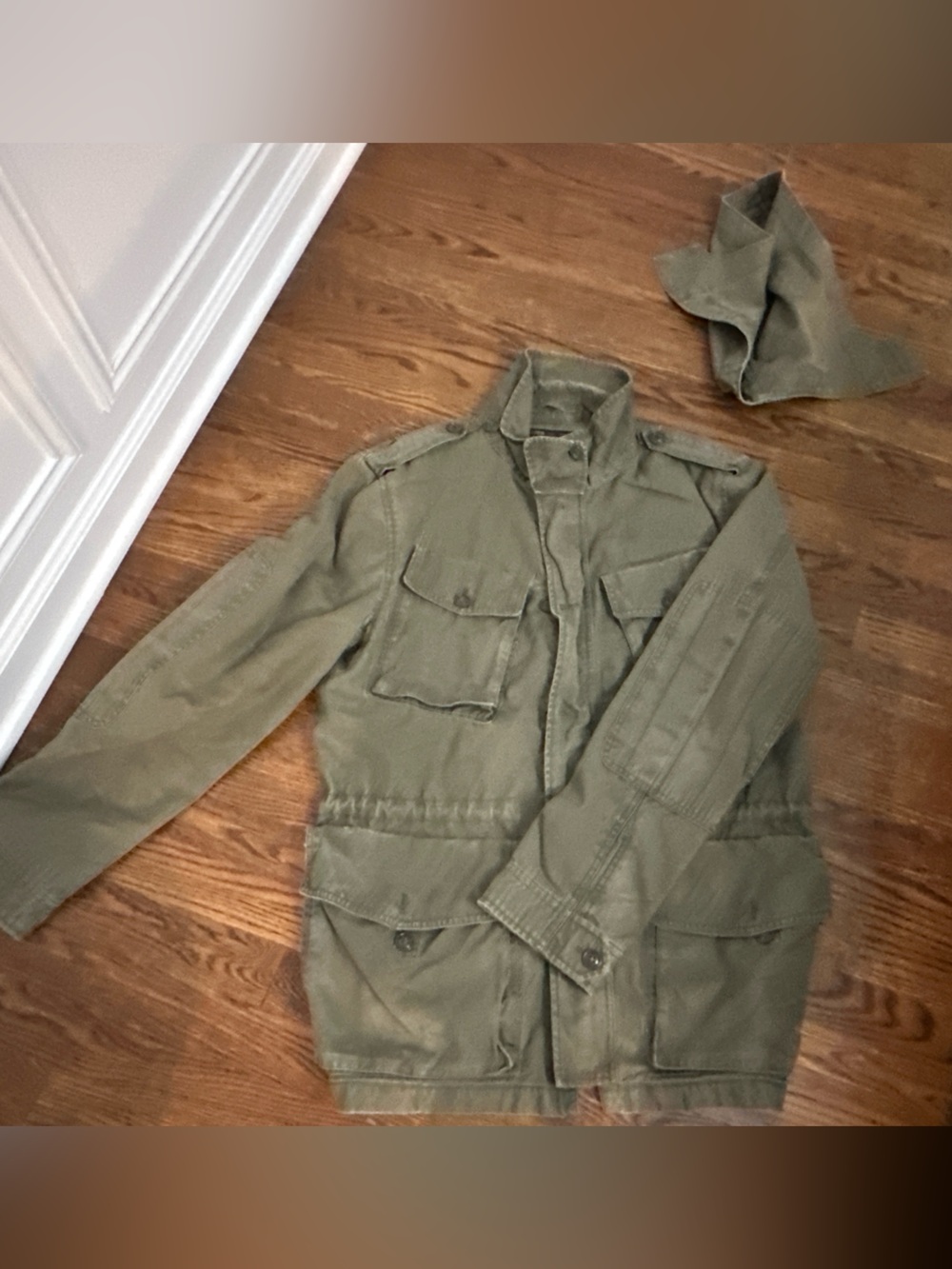 J Crew Garrson Fatigue Military Field Hooded Jacket Mens M Olive Green